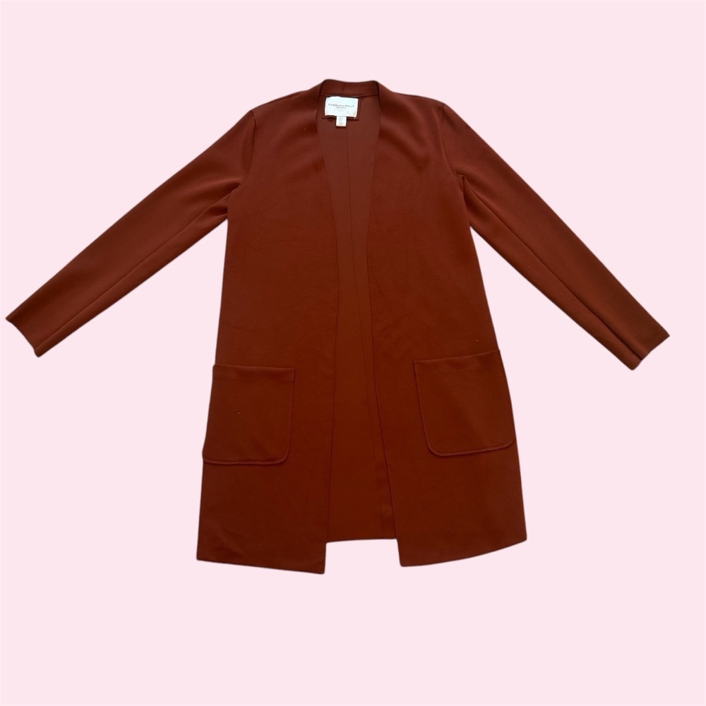 Carolina Belle Open Front Cardigan, Rust, Size Small